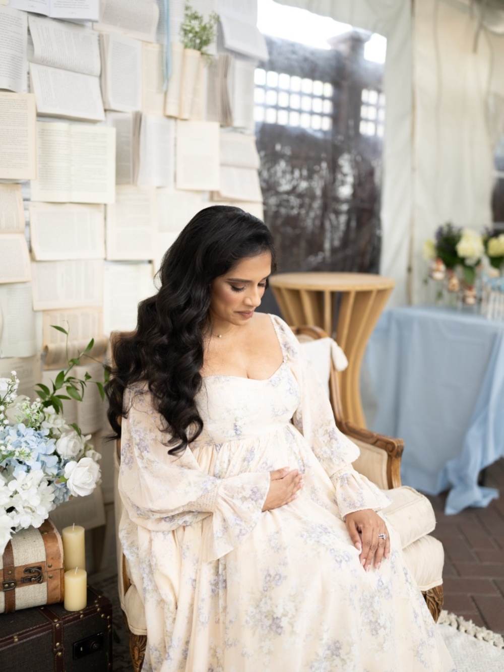 Delilah Maxi Dress with Train in Muted Peach Floral - Bump Friendly - Picture 4 of 5